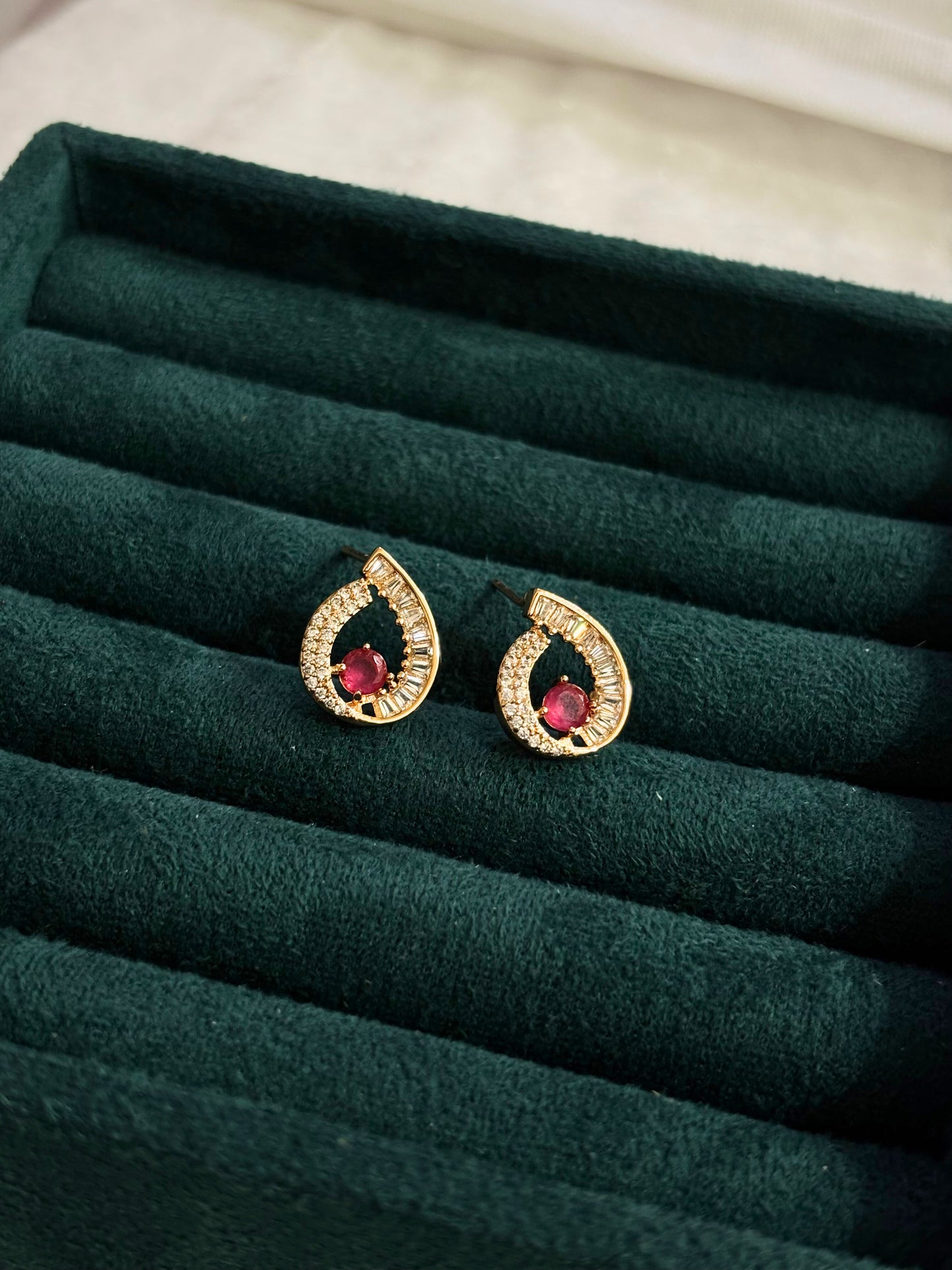 Gold-Tone Teardrop Stud Earrings