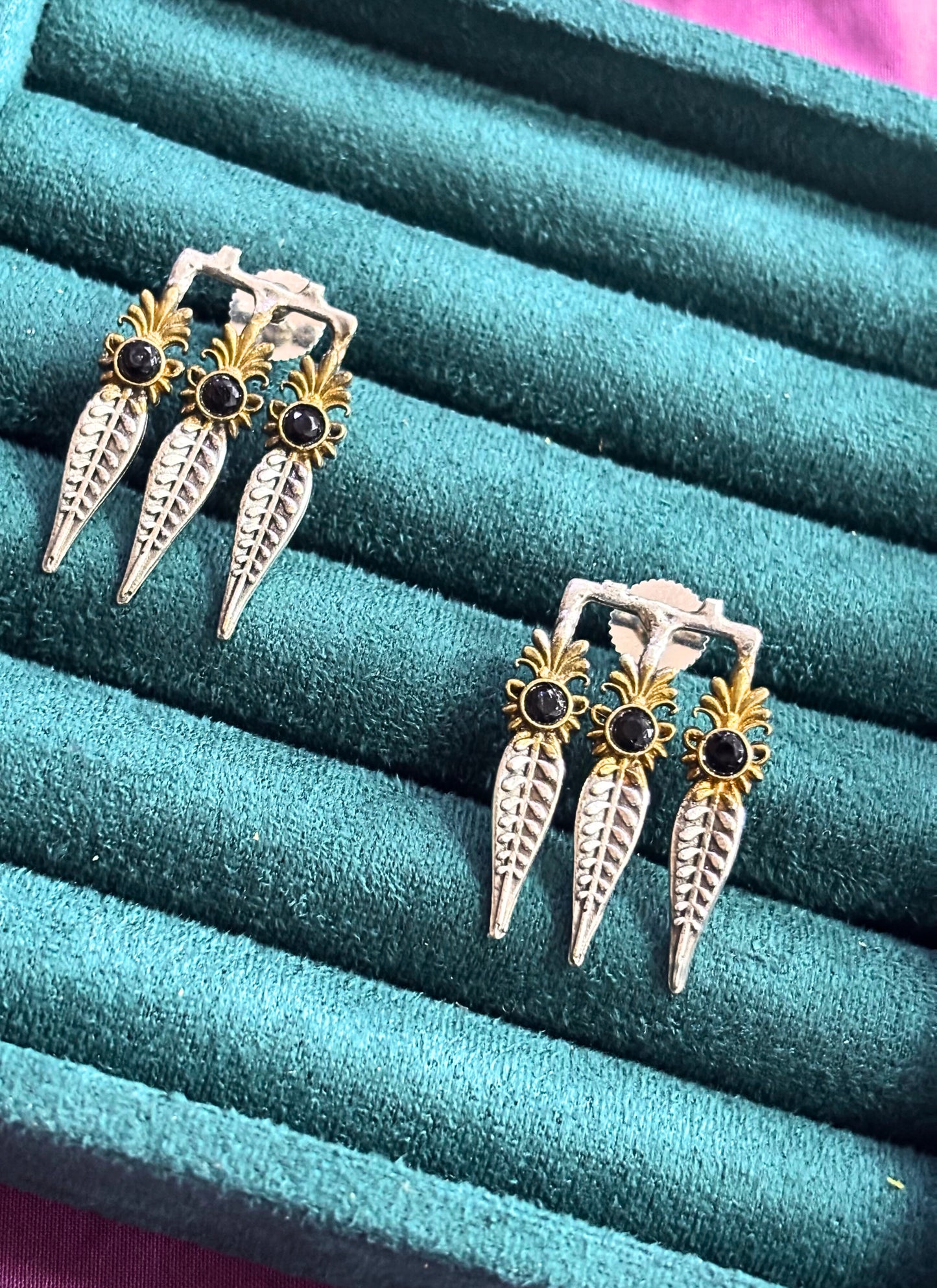 Leaf Drop Oxidised Earrings