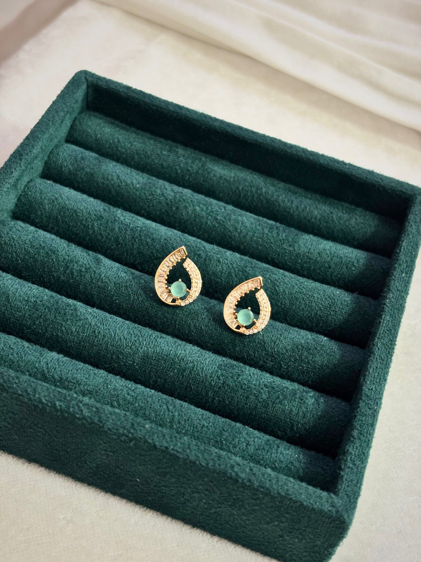 Gold-Tone Teardrop Stud Earrings