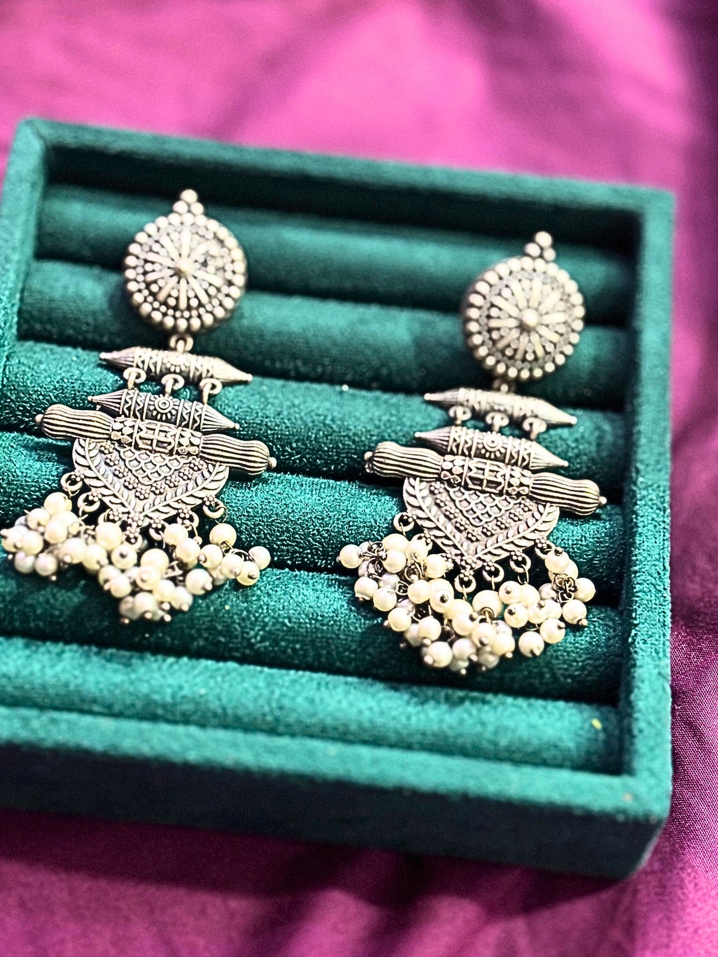 Royal Heritage Oxidised Jhumkas