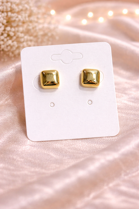 Classic Square Gold Stud Earrings