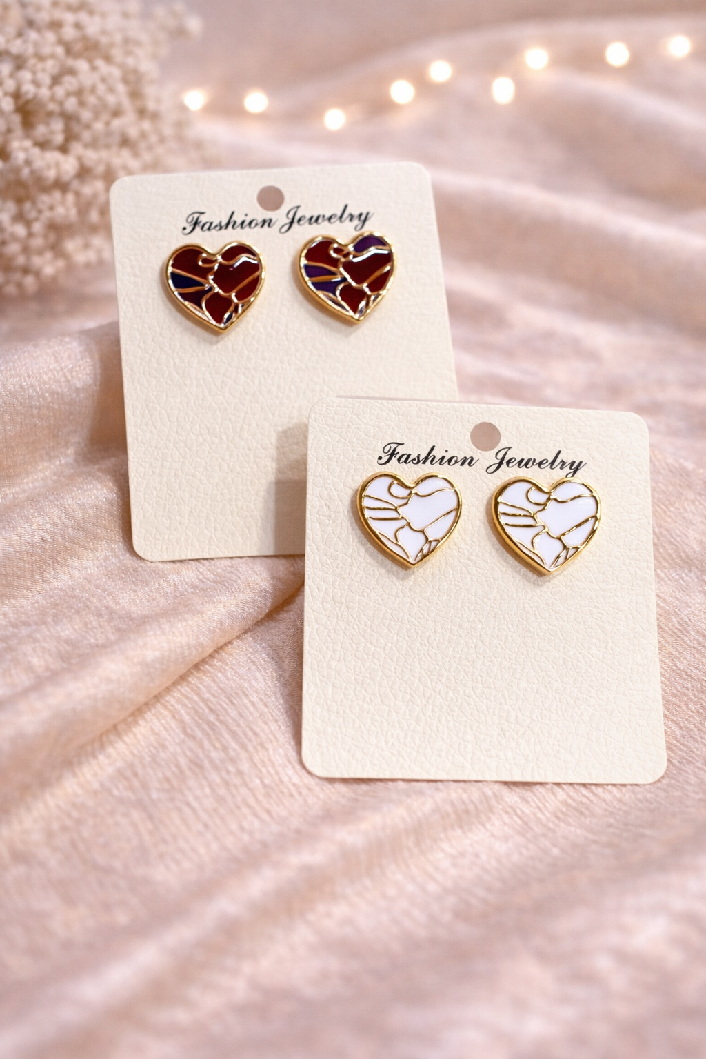 Golden Heart Stud Earrings