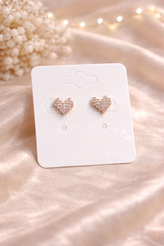 Sparkling Heart Stud Earrings