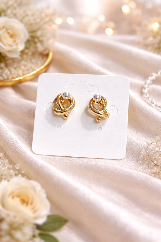 Pearl Knot Stud Earrings