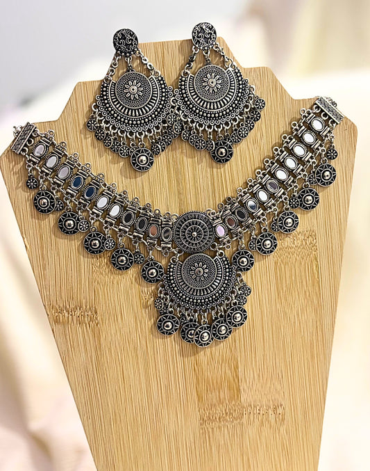 Royal Charm Oxidised Necklace Set