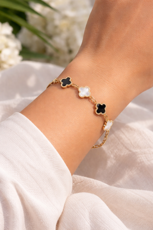 Luxury Clover Motif Stainless Steel Bracelet