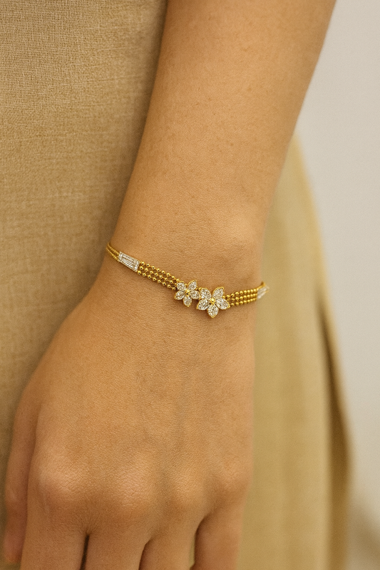 Twin Flower Crystal Bracelet