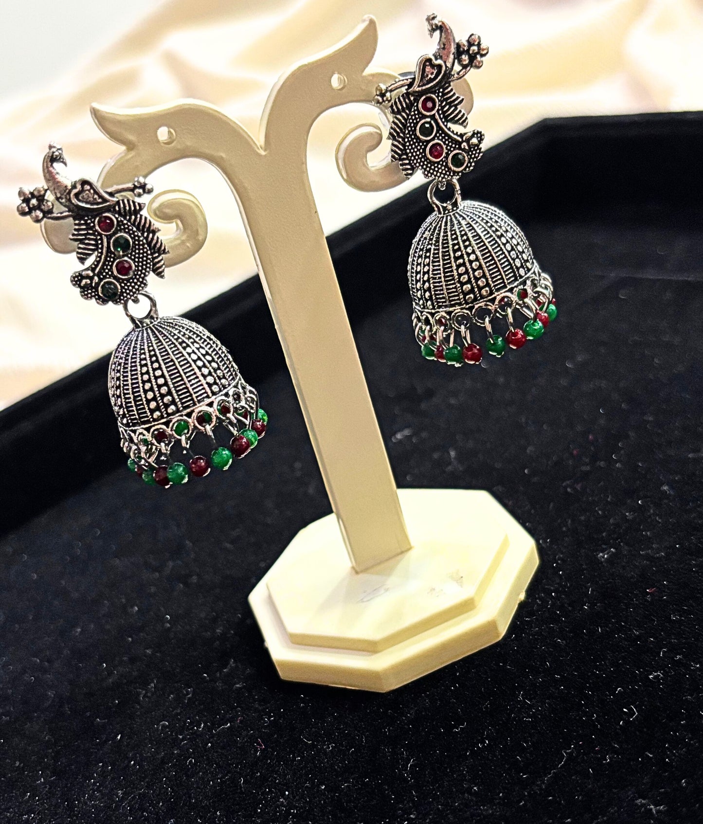 Peacock Glow Jhumkas Earrings