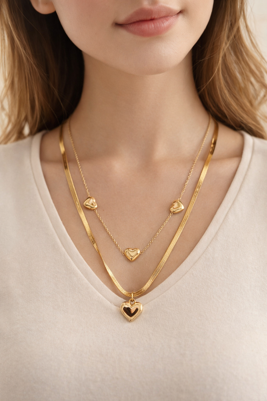 Sweetheart Dual-Layer Charm Necklace
