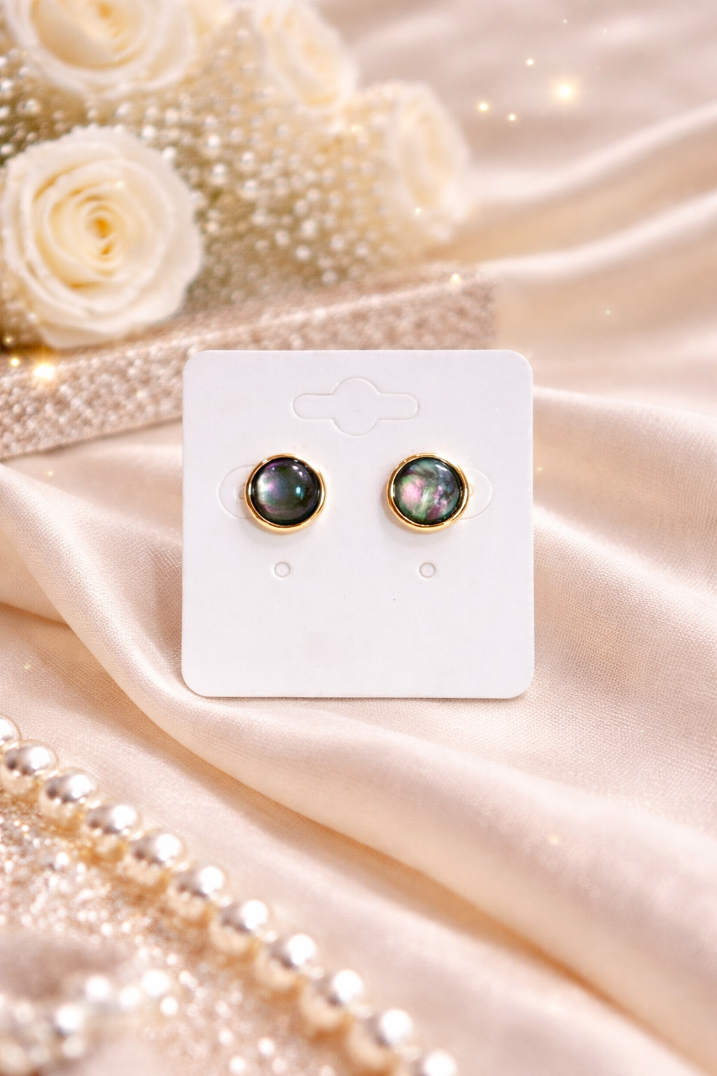 Iridescent Round Stud Earrings