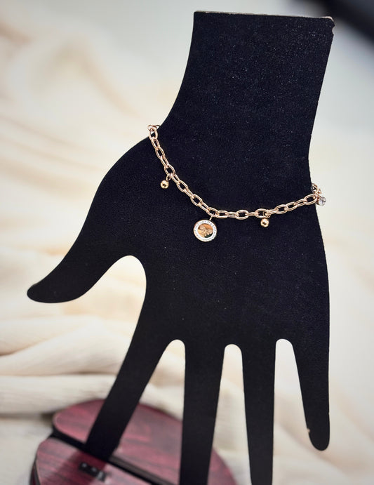 Rusty Gold Bow Pendant Necklace – Elegant Circle Charm Design