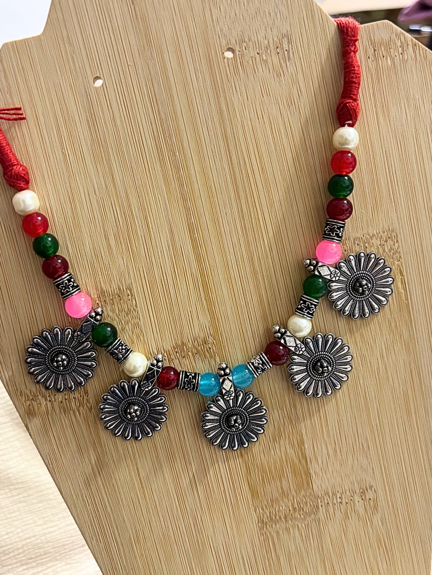 Blooming Grace Oxidised Floral Necklace