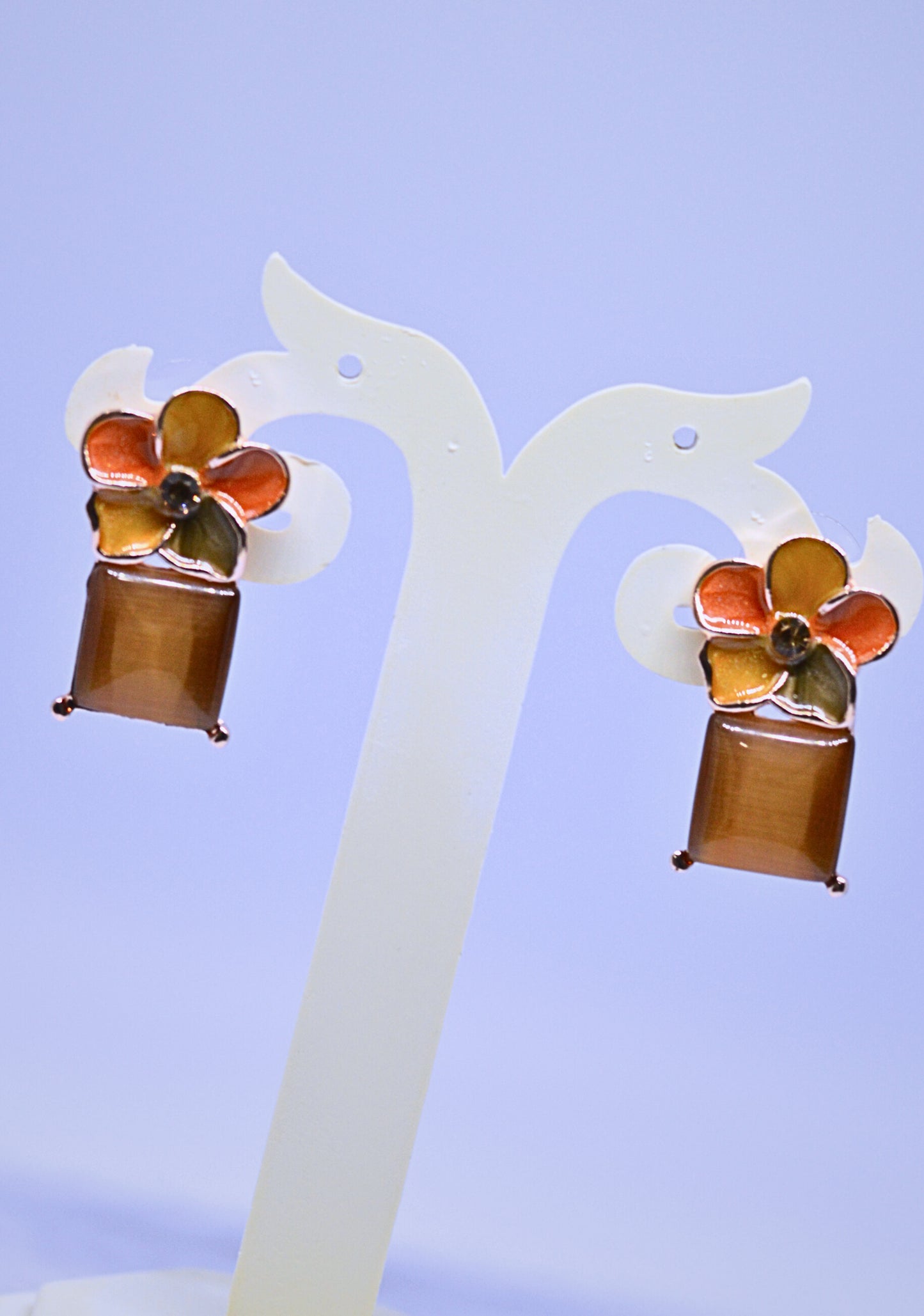 Rose gold brown square design Earrings