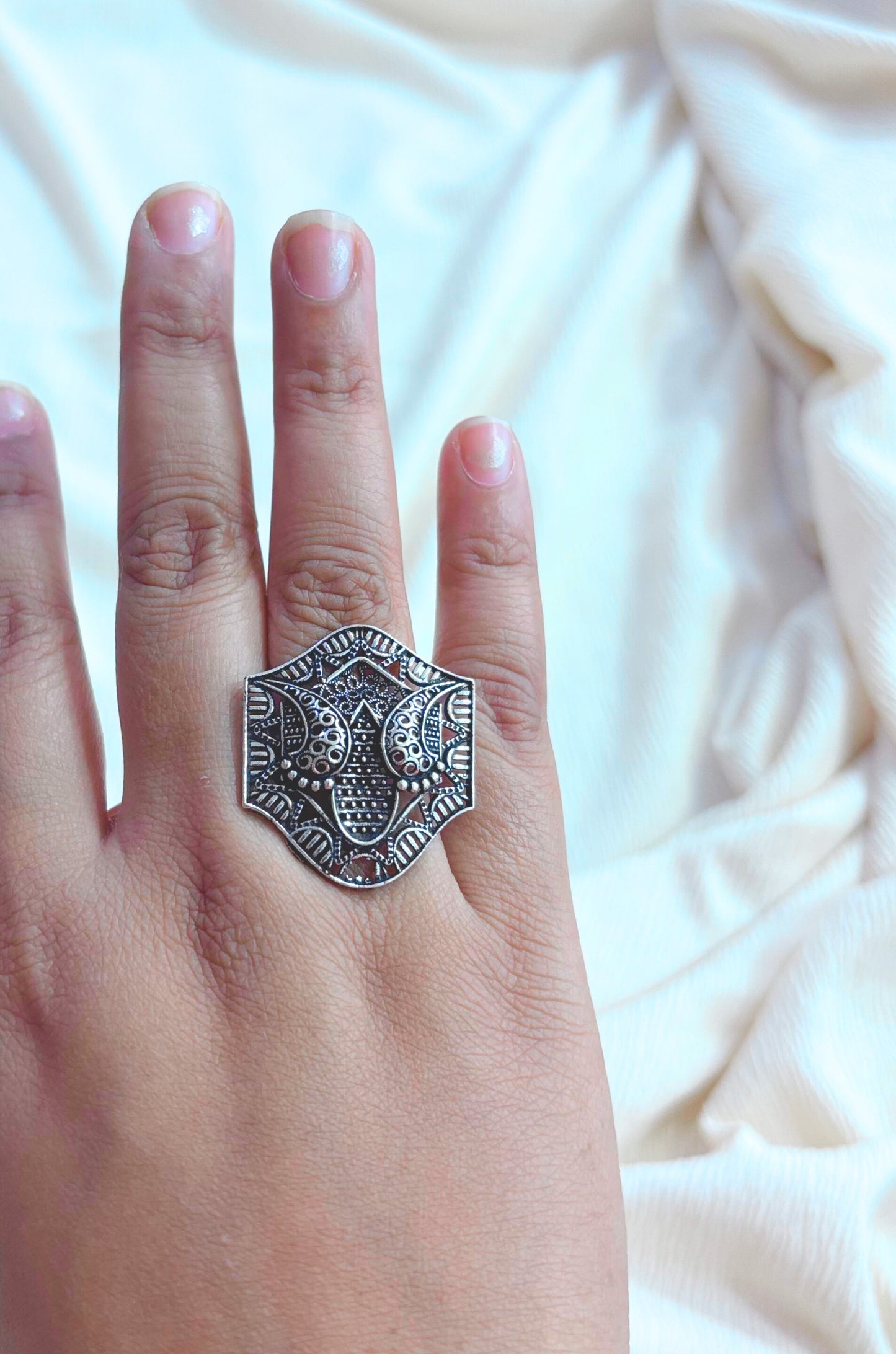 Twin Bird Oxidised Ring – Antique Adjustable Ethnic Jewellery