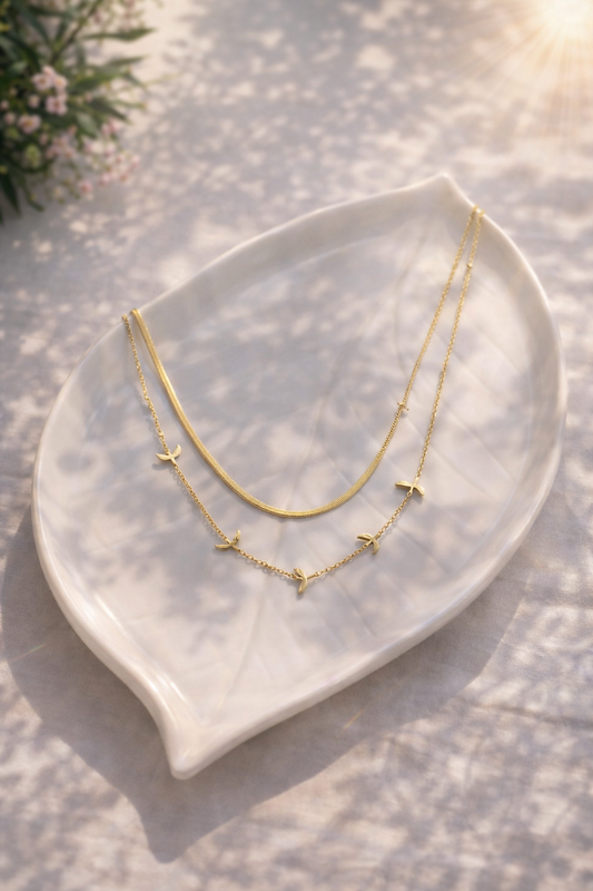 Golden Bird Charm Layered Necklace
