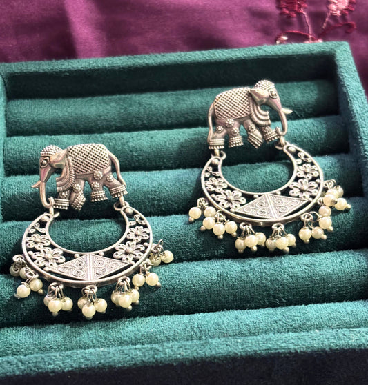 Elephant Motif Crescent Jhumkas