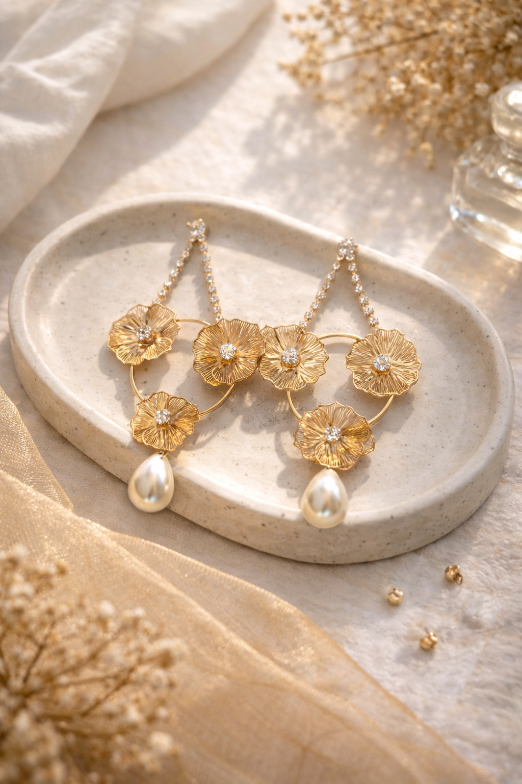 Opulent Bloom Pearl Earrings