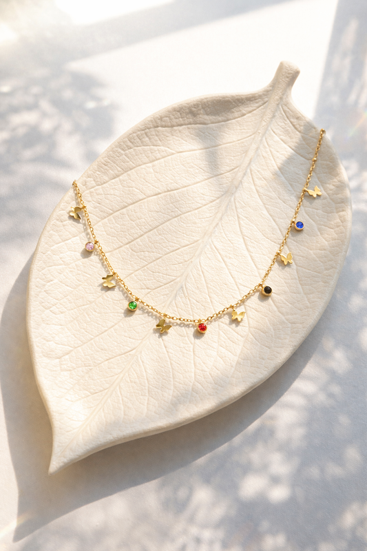 Butterfly Charm Necklace – Golden Glow Edition