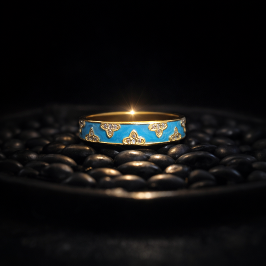 Azure Charm Enamel Band Ring