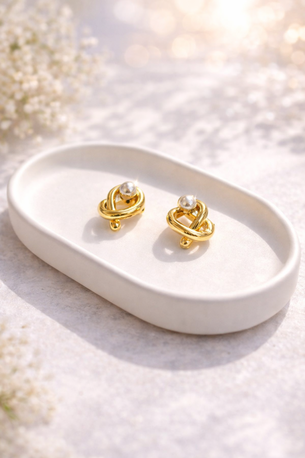 Pearl Knot Stud Earrings