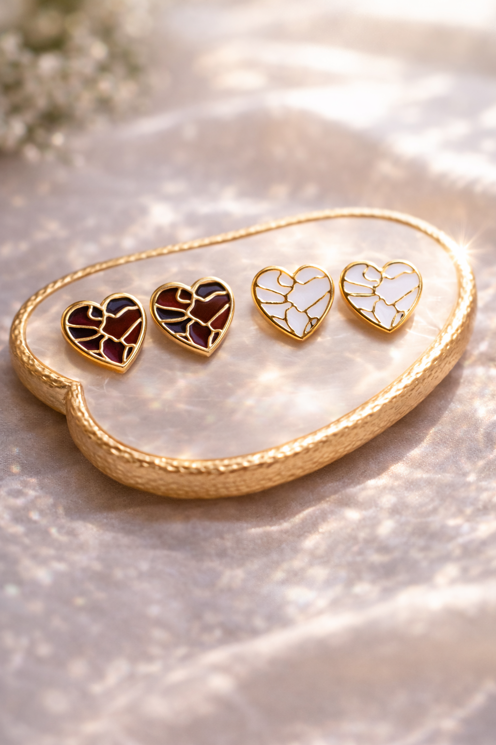 Golden Heart Stud Earrings
