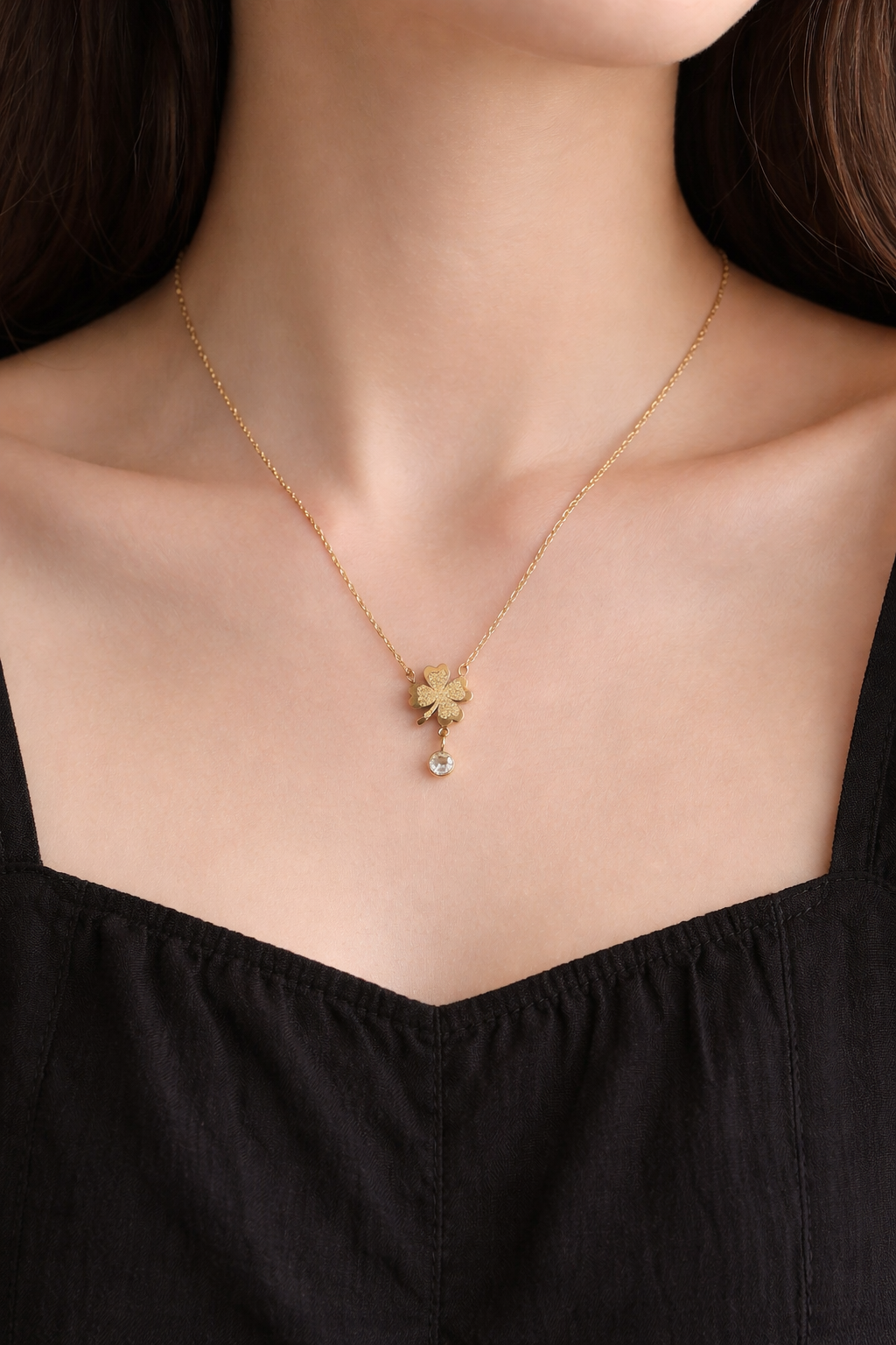 Golden Clover Charm Necklace