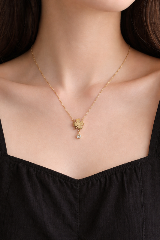 Golden Clover Charm Necklace