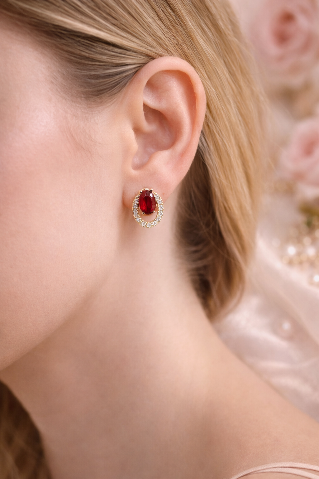 Emerald & Ruby Glow Stud Earrings