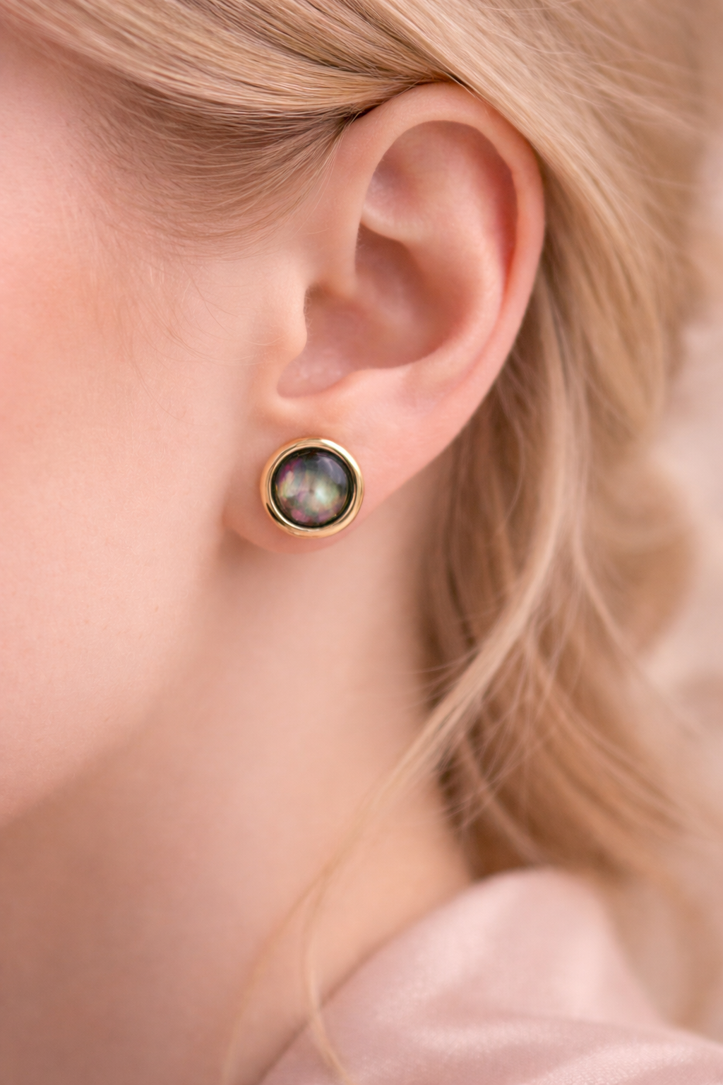 Iridescent Round Stud Earrings