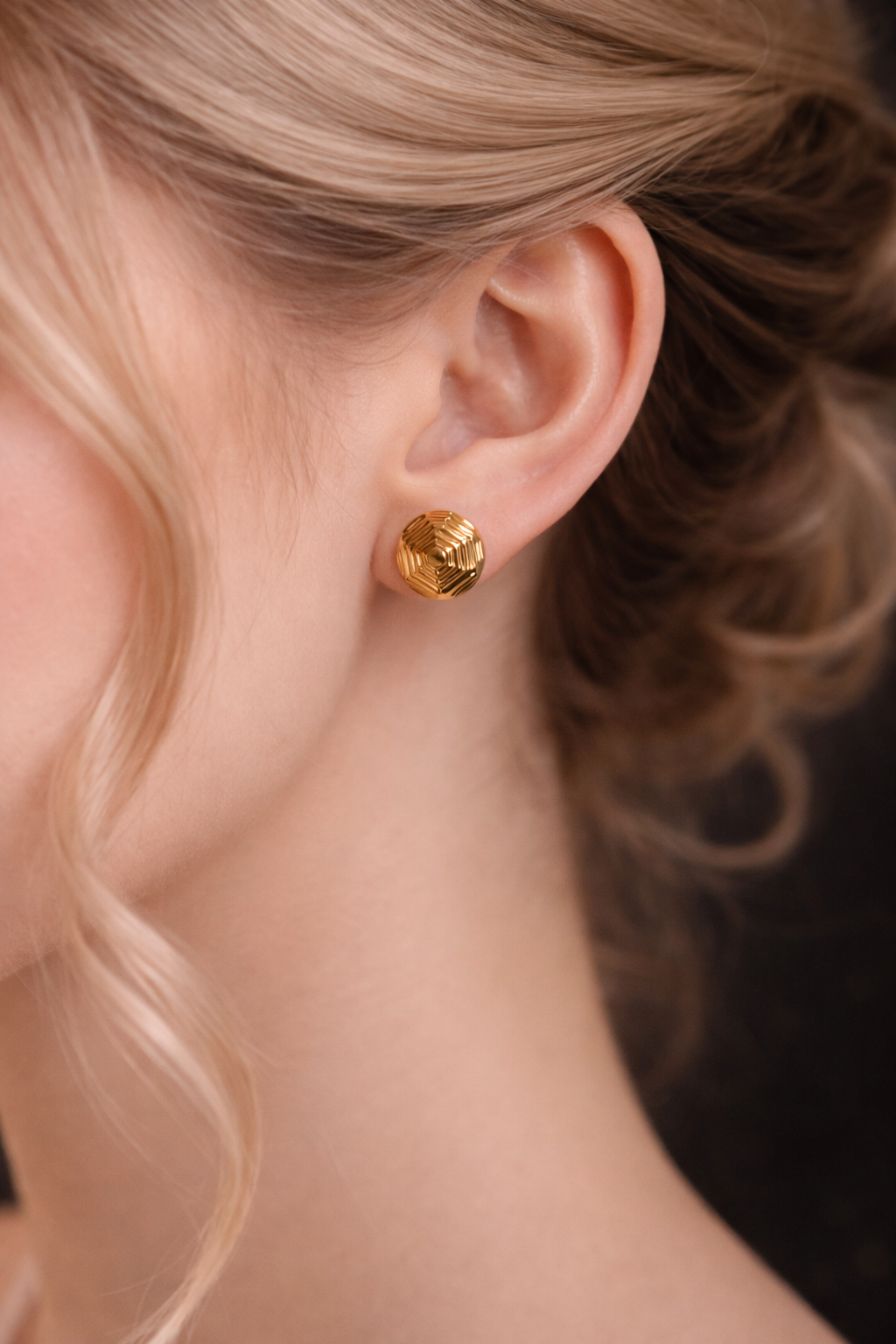 GeoGlow Premium Gold-Coated Stud Earrings