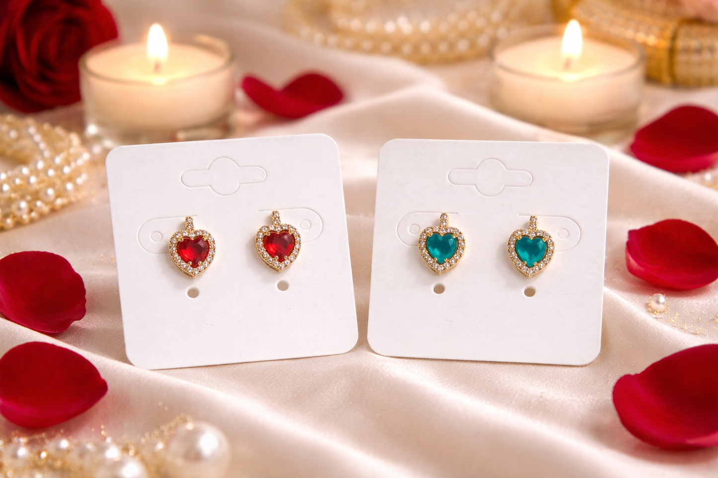LoveGlow Stainless Steel AD Heart Earrings