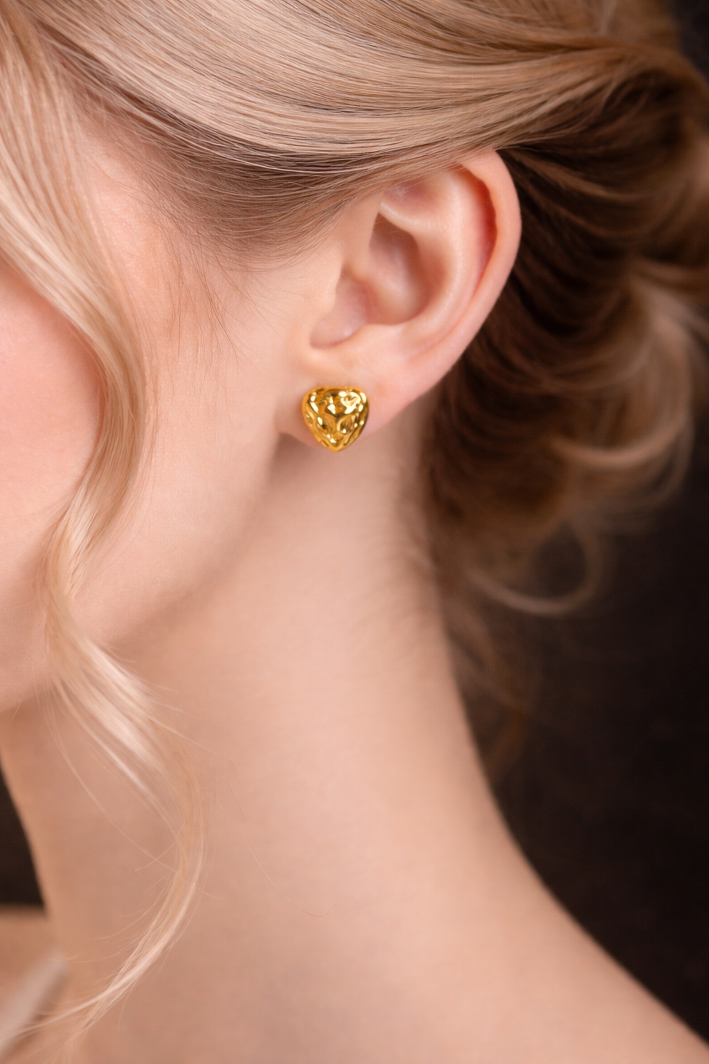 Golden Heart Luxe Stainless Steel Stud Earrings