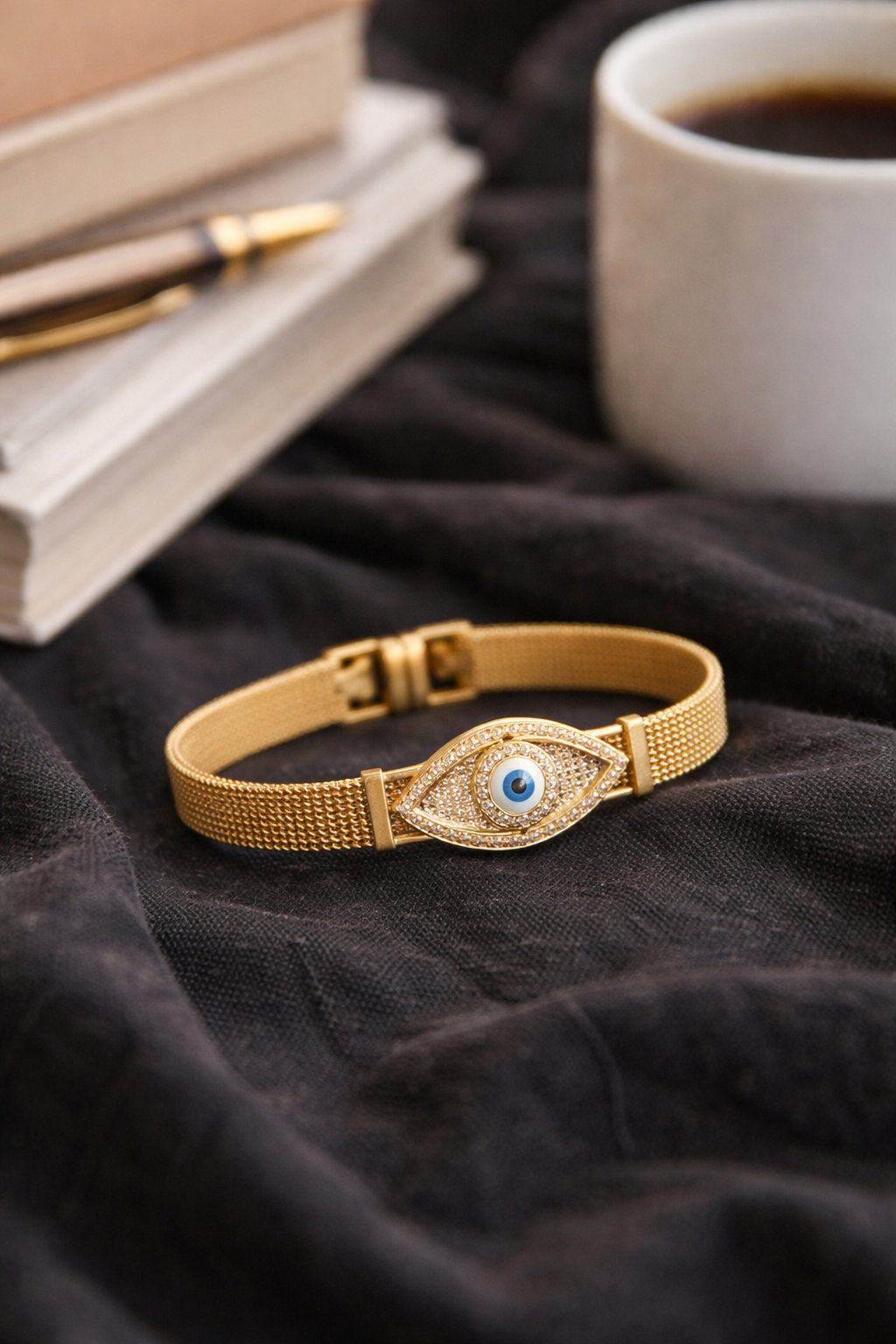 Golden Evil Eye Stainless Steel Bracelet
