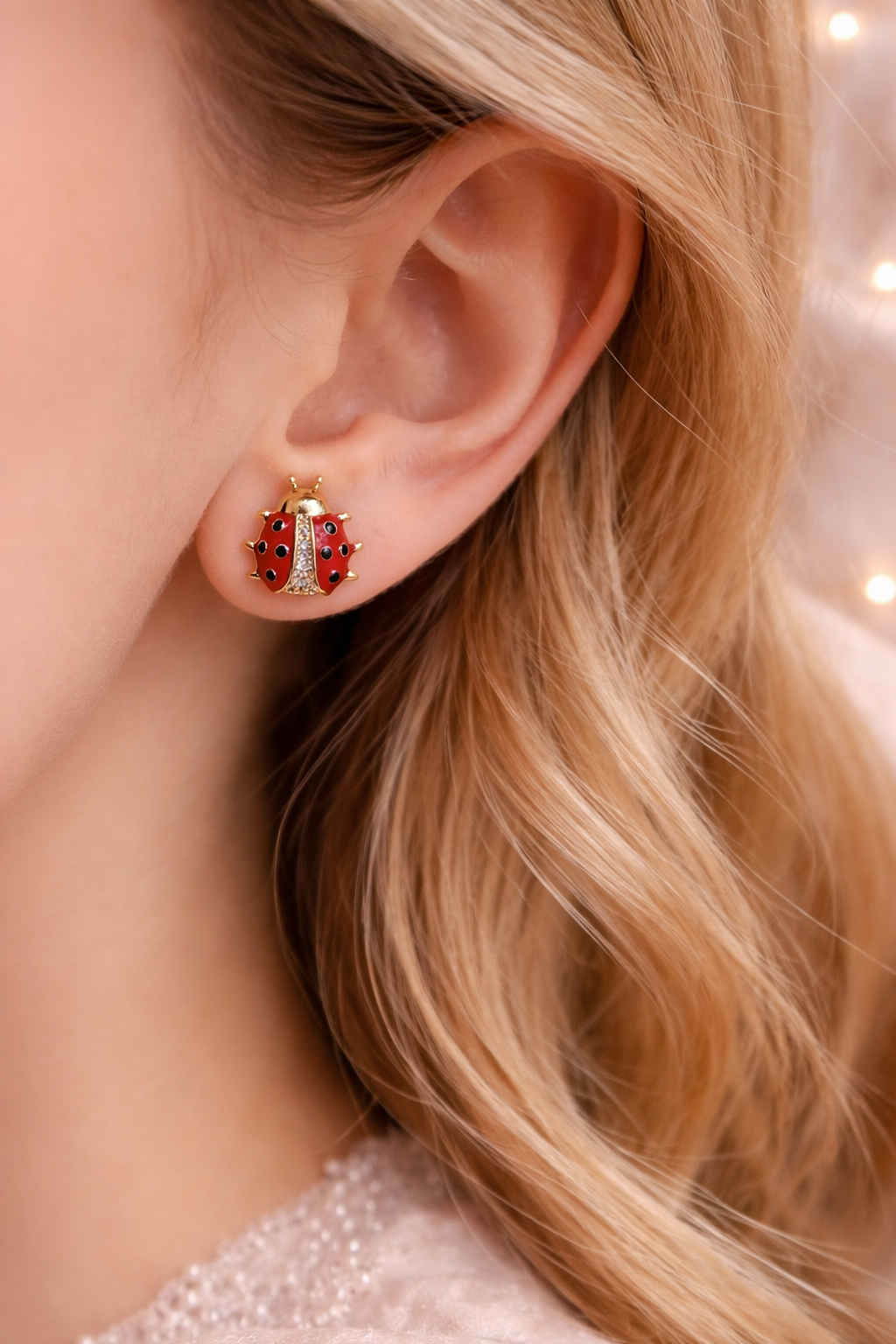 Red Ladybug Charm Earrings