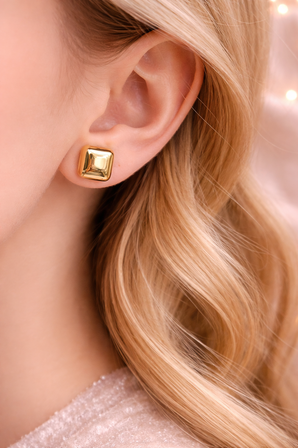 Classic Square Gold Stud Earrings