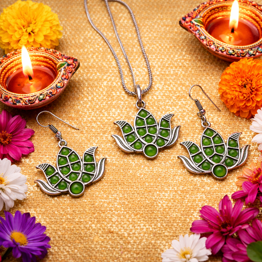 Shubhlotus Oxidised Brass Casting Jewellery Set