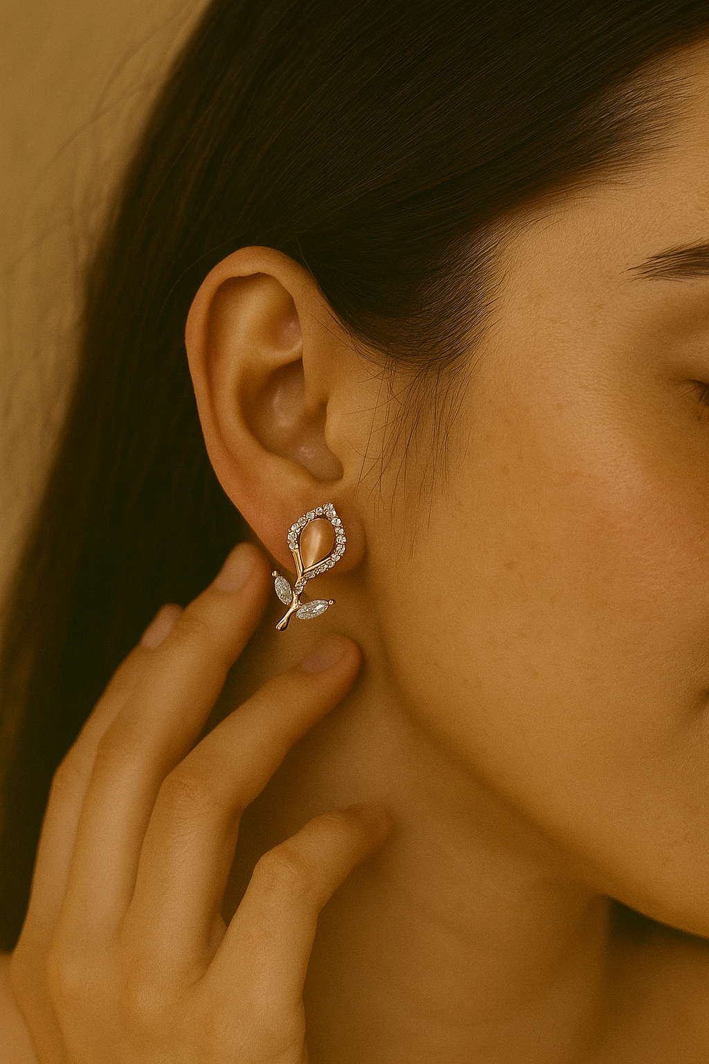 Rose Gold Floral Stud Earrings