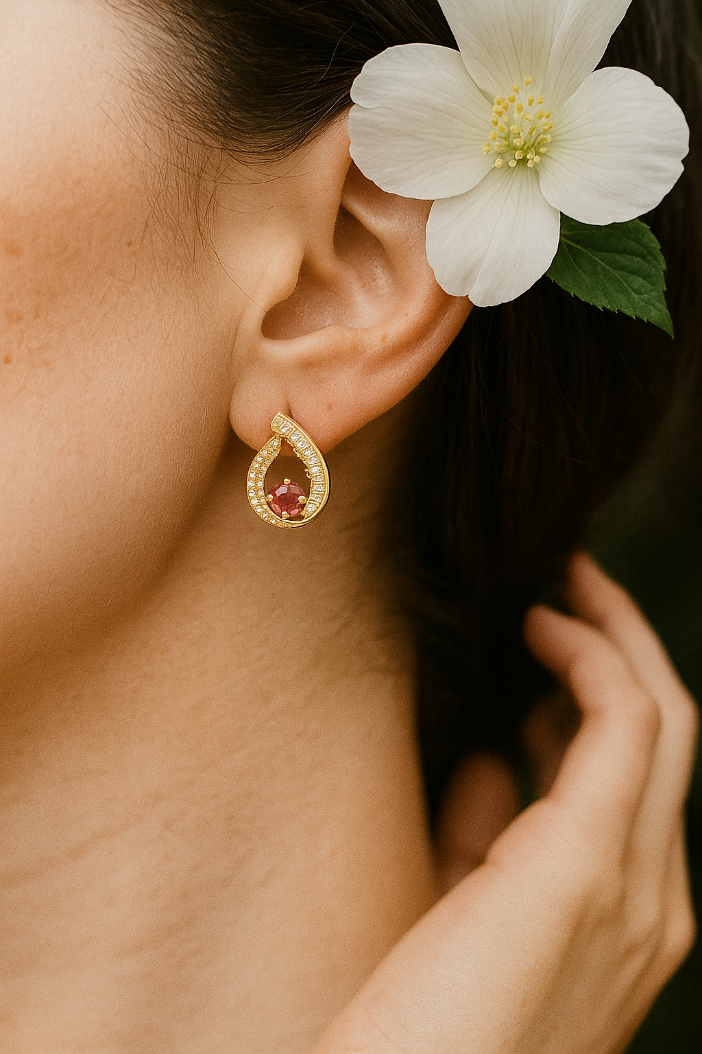 Gold-Tone Teardrop Stud Earrings