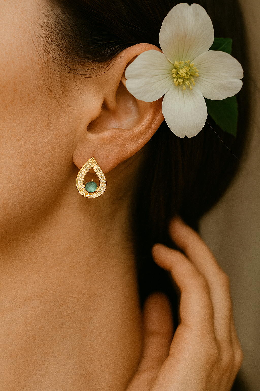Gold-Tone Teardrop Stud Earrings
