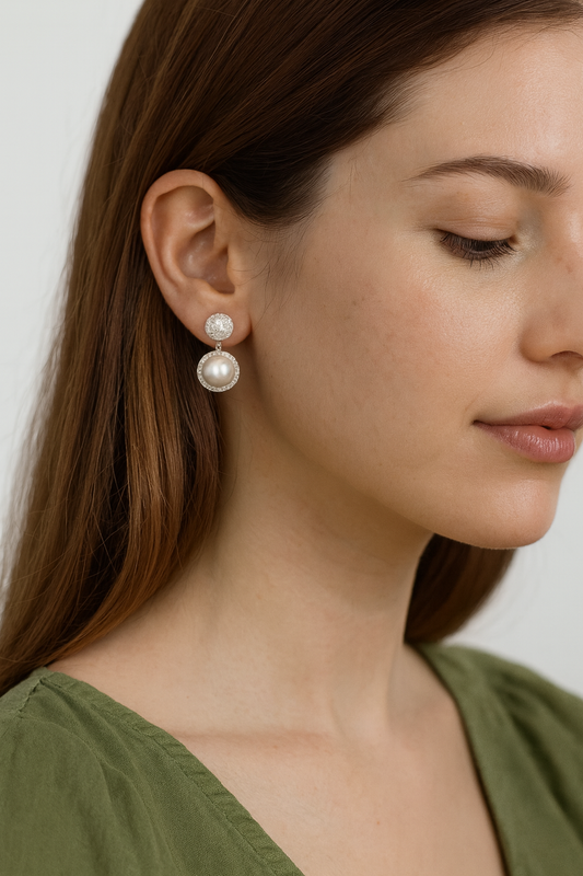 Elegant Pearl Drop Stud Earrings