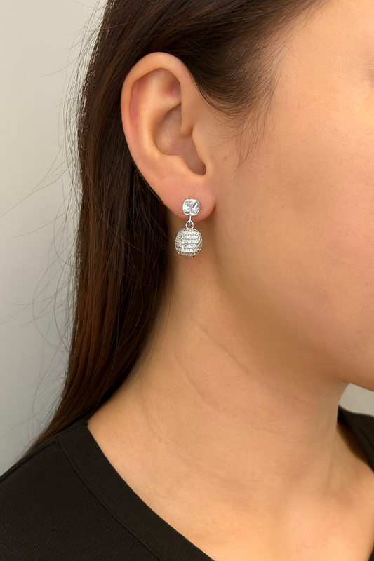 Crystal Glow Cushion Drop Earrings