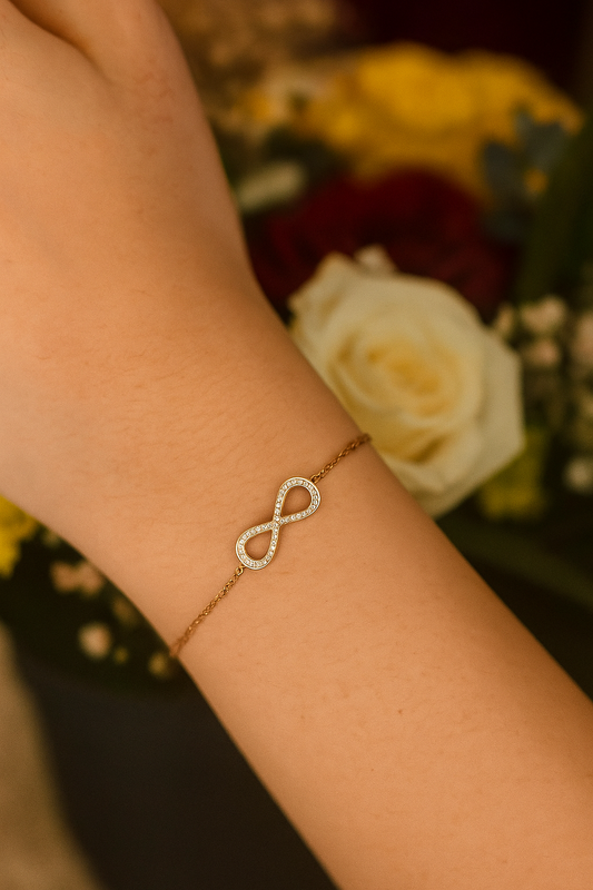 Infinity Pendant Gold Chain Bracelet