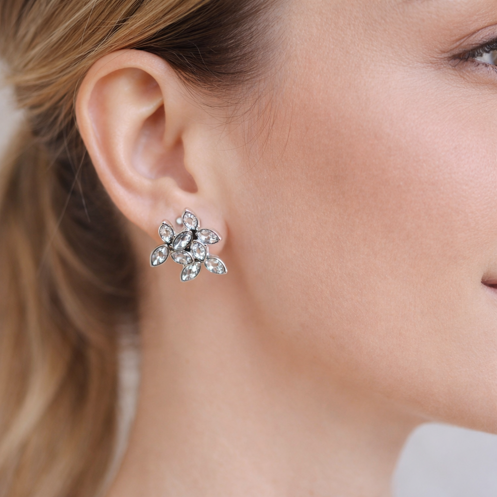 Imported tri-flower design in silver