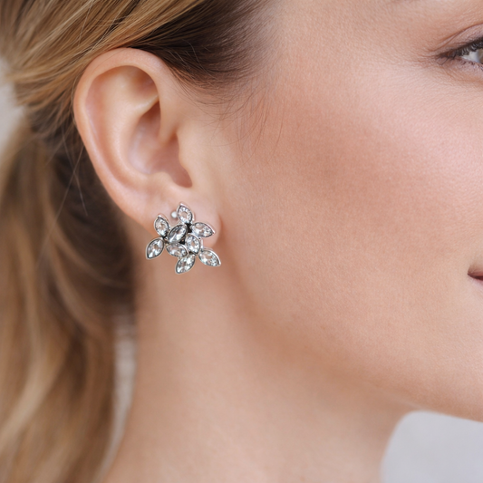 Imported tri-flower design in silver