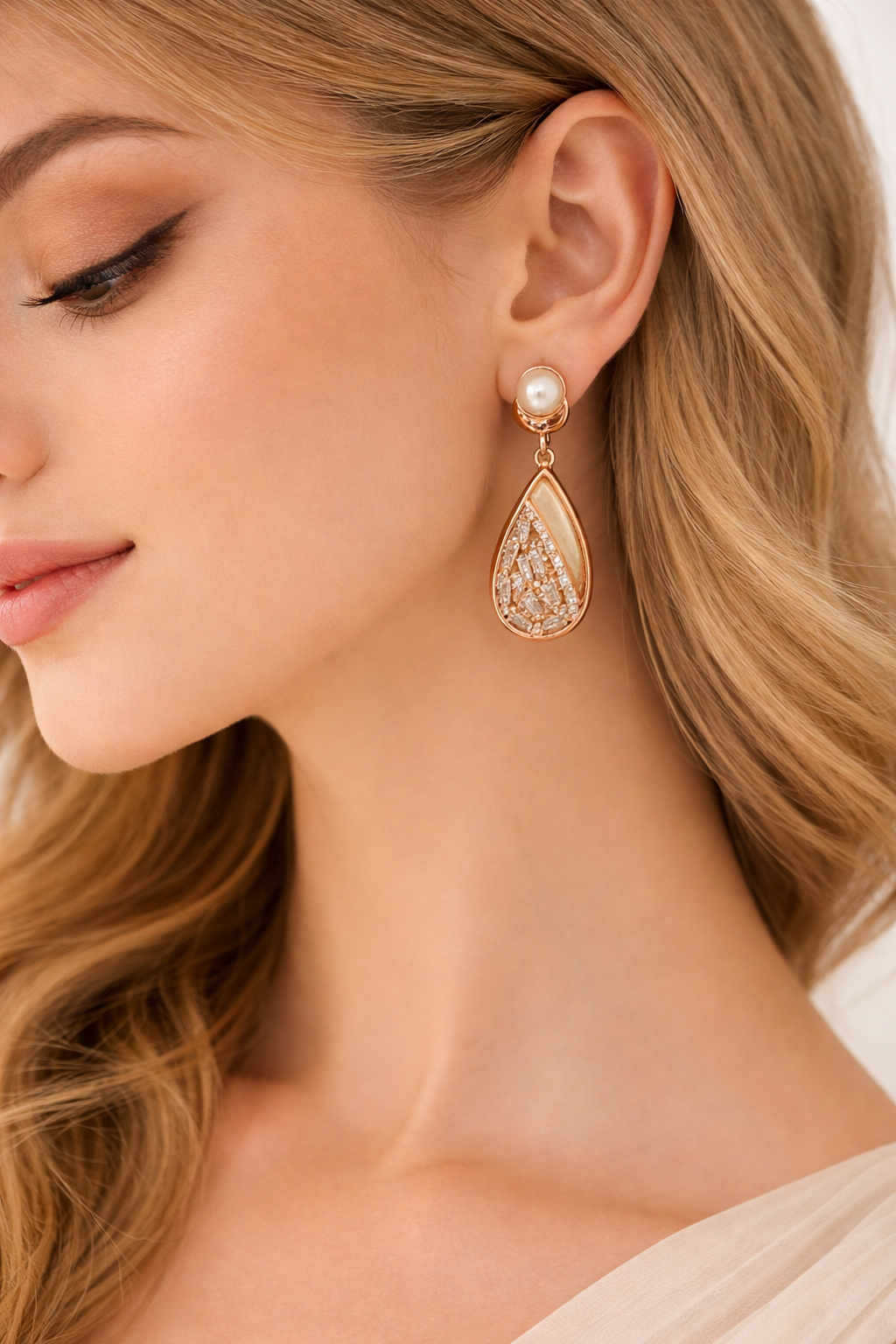 Imported almond shape with diamond earrings