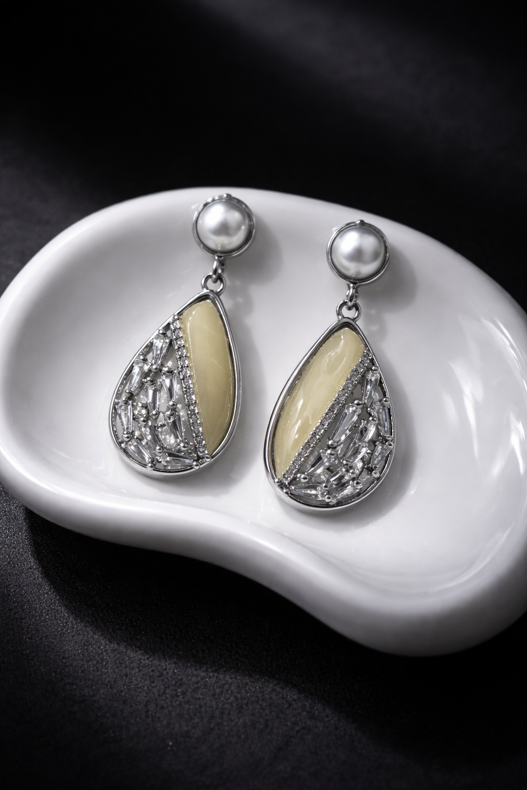 Imported almond shape with diamond earrings