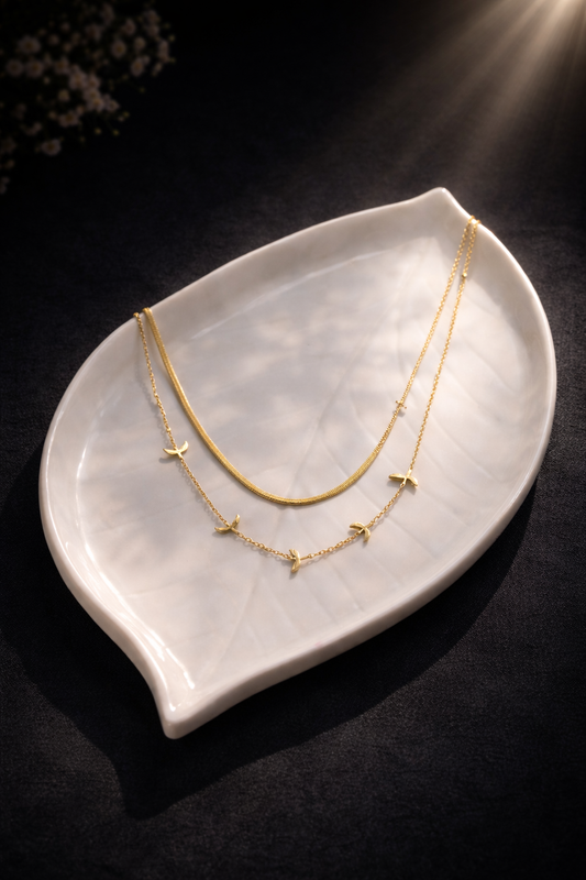 Golden Bird Charm Layered Necklace