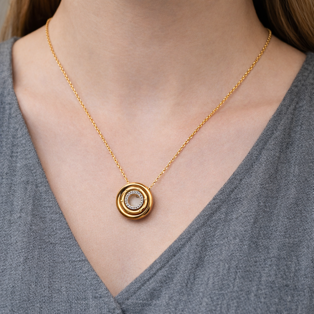 Stainless style with concentric circle  pendant