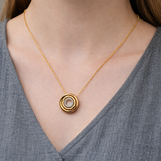 Stainless style with concentric circle  pendant