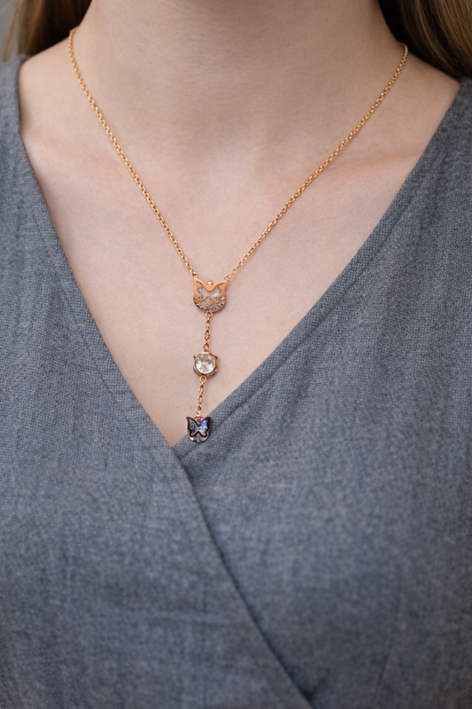 Rose gold chain with diamond and butterfly pendant
